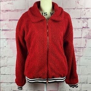 J FOR JUSTIFY Red Sherpa Zip Up Jacker